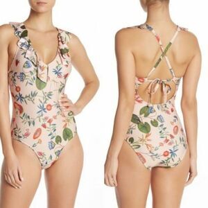 Free Press Dani Floral Fruit Print One-Piece Swimsuit Size S